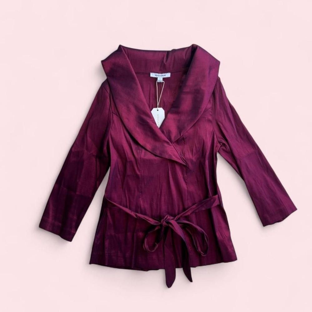 Small Deep Plum Blouse with front Tie